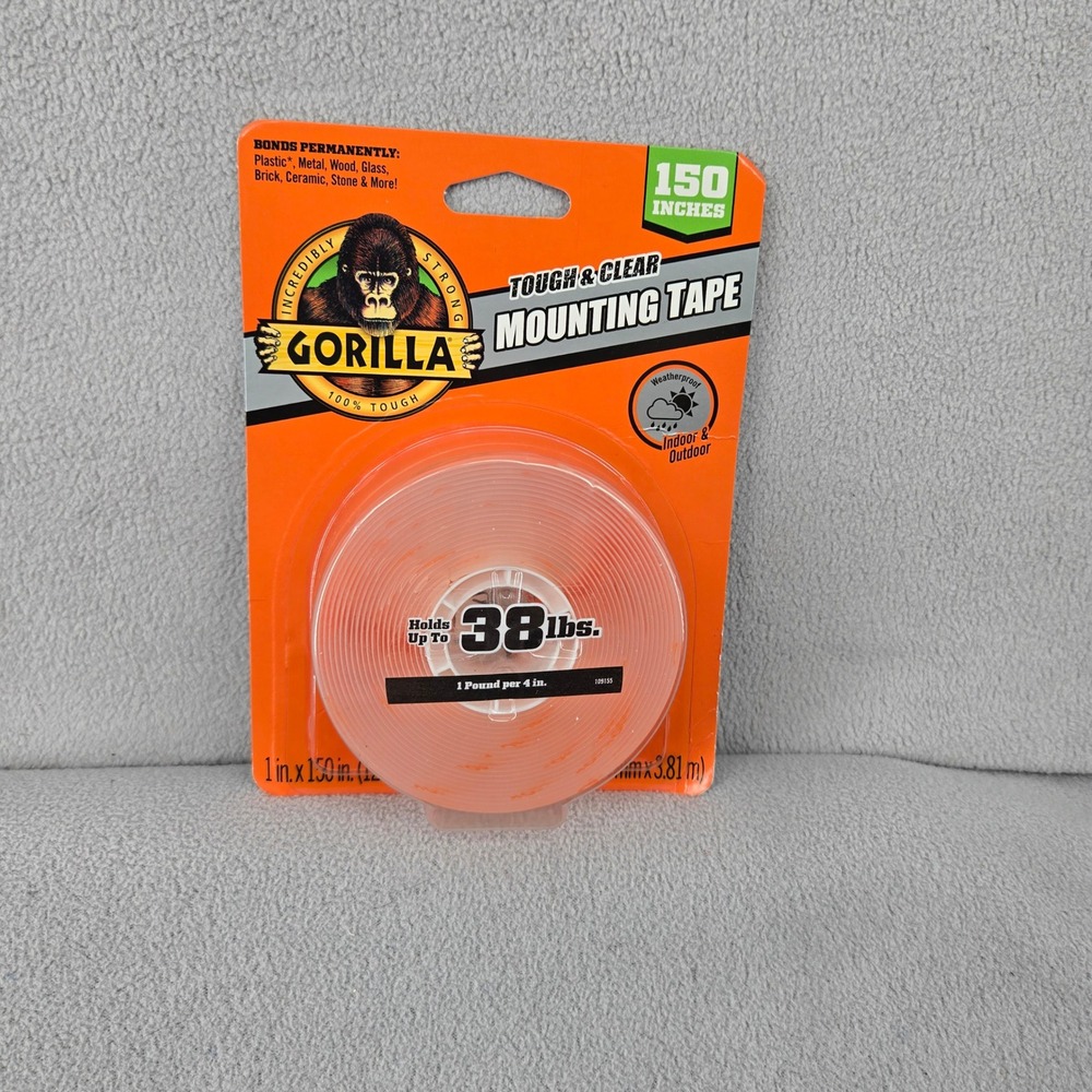 Gorilla New 150in Mounting Tape Tough Clear Heavy Duty Weatherproof